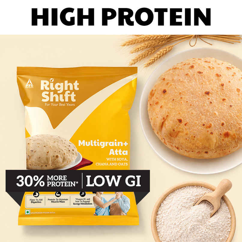 Right Shift High Protein Multigrain + Atta | High fibre, Low GI | 18 g - 4 rotis Right Shift High Protein Multigrain + Atta | High fibre, Low GI | 18 g - 4 rotis