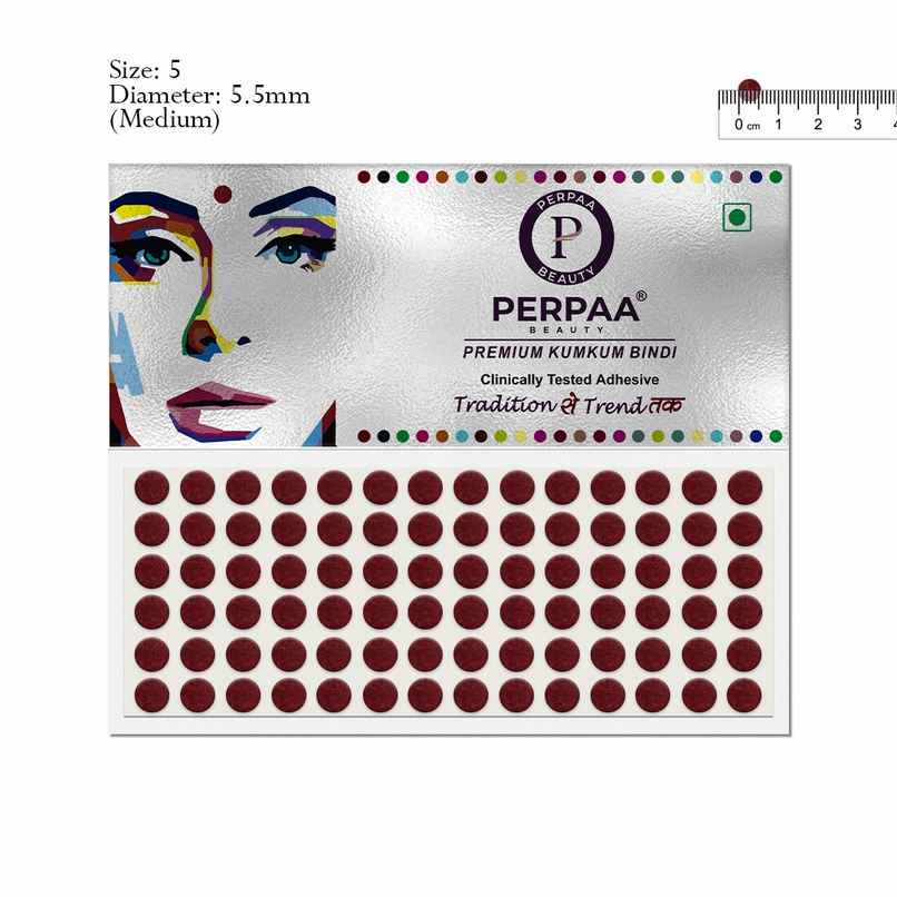 PERPAA Bindi Dark Maroon | 1 Flap | Size 5 Diameter 5.5mm| Round Kumkum Bindi for women
