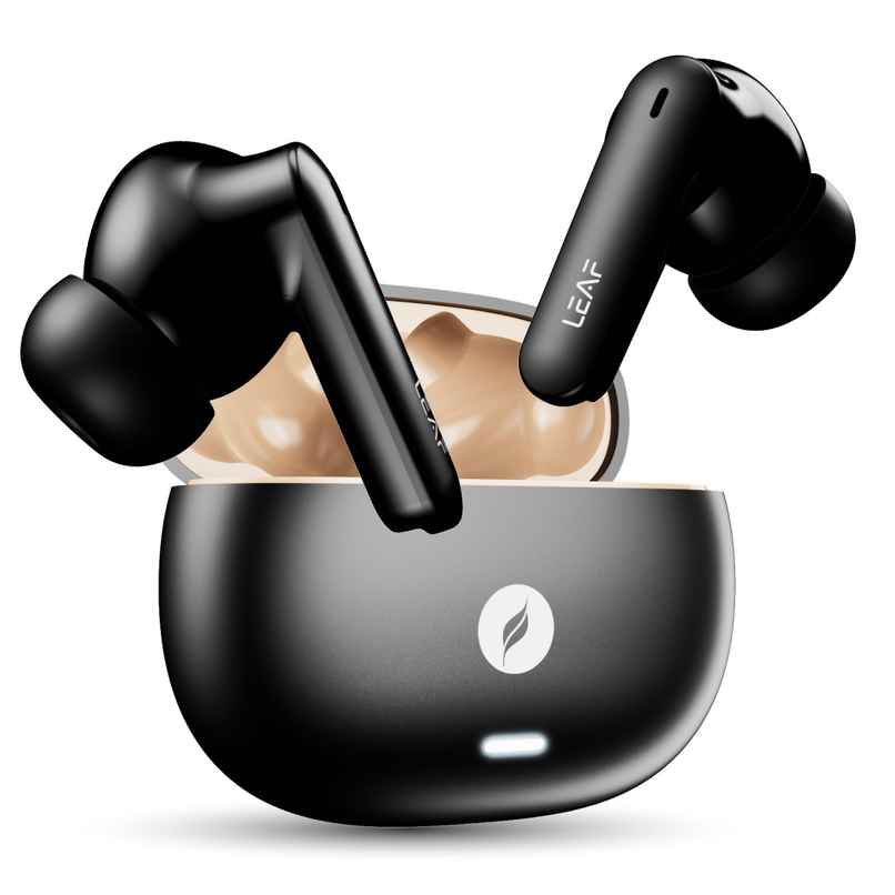 Leaf Buds X334 True Wireless in Ear Earbuds AI Sound App, 40H Playtime, Quad Mic with ENC, Espresso