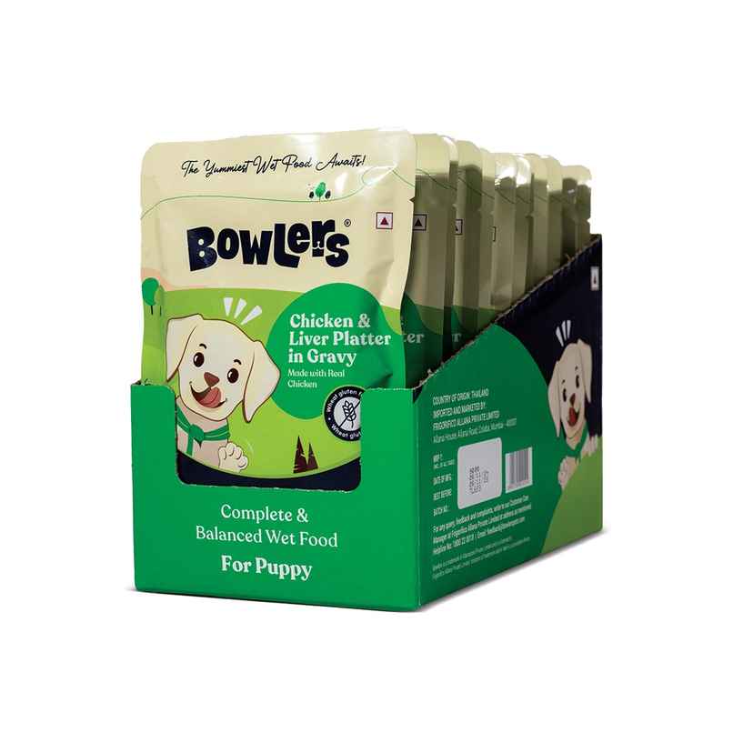 Bowlers Wet Dog FOOD Chicken And Liver Recipe In Gravy - Puppy