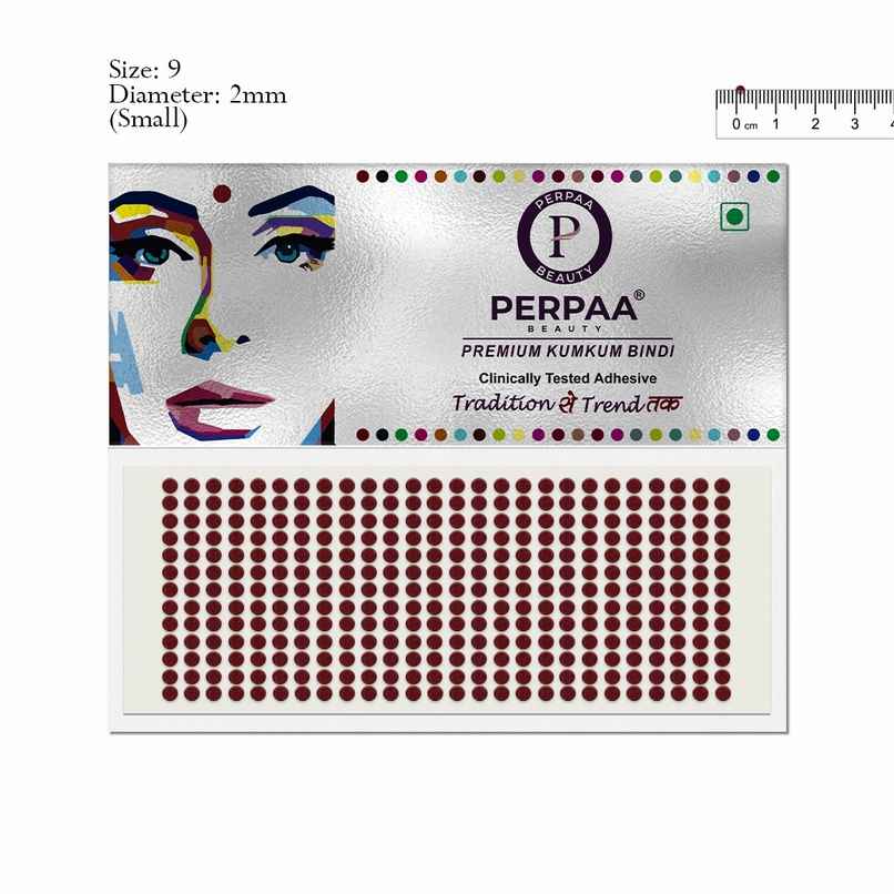 PERPAA Bindi Dark Maroon | 1 Flap | Size 9 Diameter 2mm| Round Kumkum Bindi for women
