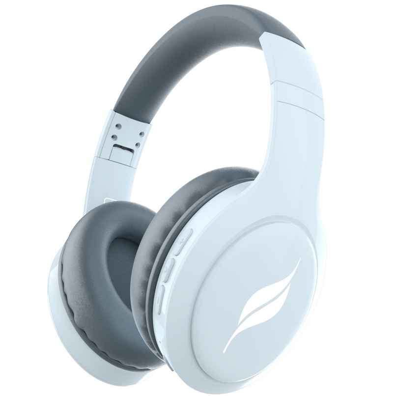 Leaf Bass Pro Wireless Over Ear Headphones, 50 H Playback Time, Dual Pairing, (Aqua Grey)