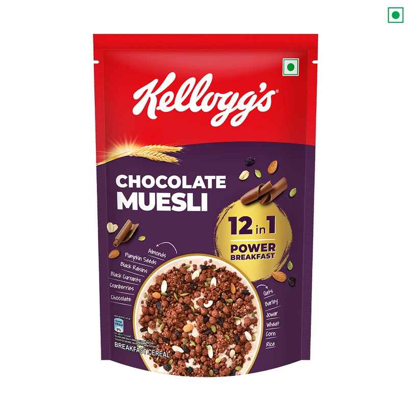 Kellogg's Chocolate Muesli | 12-in-1 Power Breakfast | India's No. 1 Muesli | Multigrain Breakfast Cereal