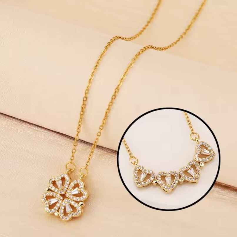 Beautynx 2-in-1 Magnetic Four-Leaf Clover Necklace | Gold | BNX-NK-0040 Beautynx 2-in-1 Magnetic Four-Leaf Clover Necklace | Gold | BNX-NK-0040