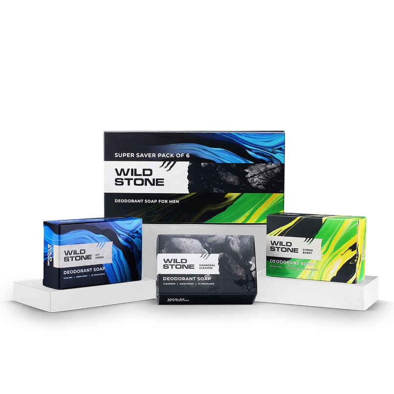 Wild Stone Soap Combo for Men Icy Fresh Charcoal Cleanse and Citrus Burst