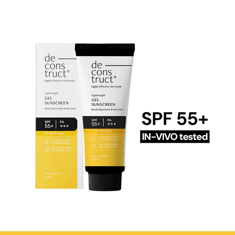 Deconstruct Gel Sunscreen SPF 55+ PA+++ | In Vivo Tested | Matte, Lightweight & Airy, Non-greasy