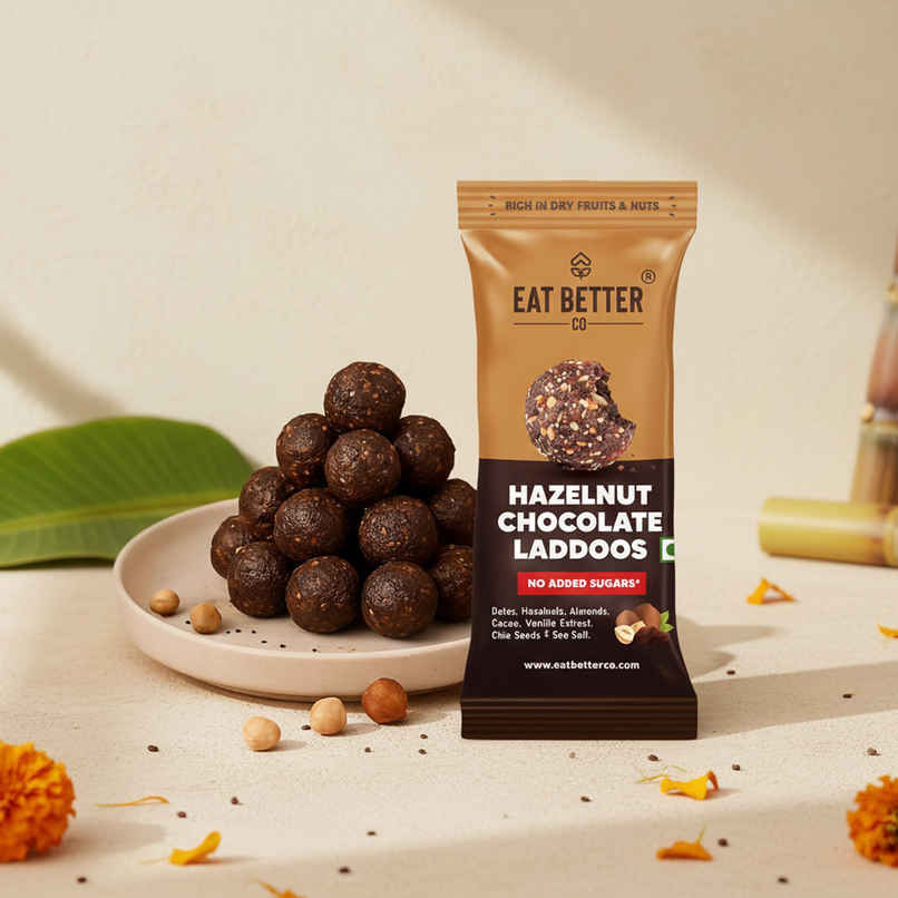 Eat Better Co Hazelnut & Chocolate Laddoos | No Added Sugar | High Protein, 100% Natural