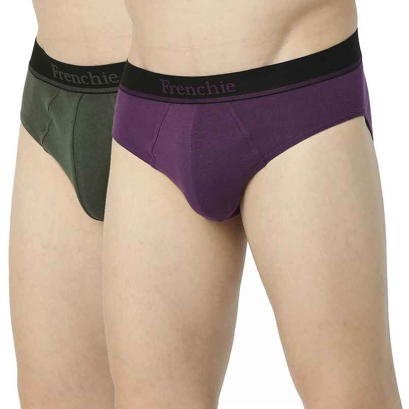 Frenchie Mens Brief Essentials | Pack of 2 | XL | Grey Melange | Indigo Melange