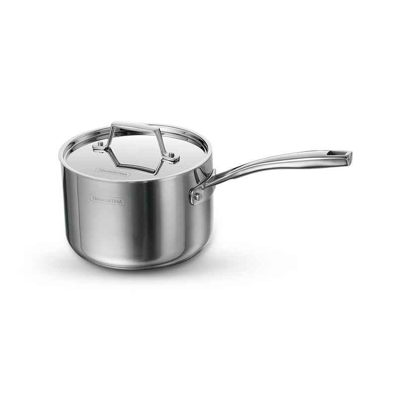 Tramontina Aeion Triply 16cm/2.1 liter Stainless Steel Sauce Pan with SS 304 Lid | Healthy, Non Toxic | Milk Pan/Tea Pan | Induction Friendly | Stay Cool Handle | NSF Certified | 10 Year Warranty
