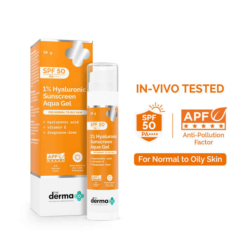 The Derma Co 1% Hyaluronic Sunscreen Spf 50 Pa+++ Aqua Gel For Normal To Oily Skin