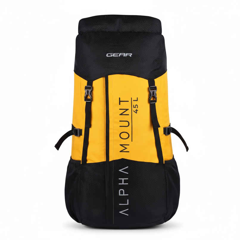 Gear Unisex Polyester 48 L Rucksack | Black and Yellow - M