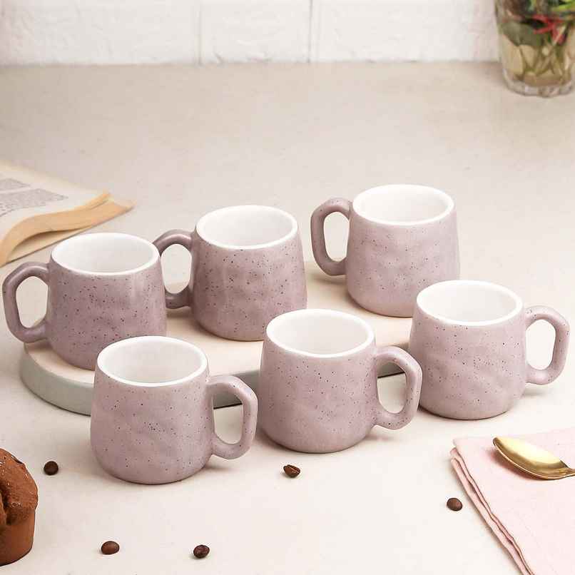 The Earth Store Lavender Pebble Ceramic Tea Cups | 200 ml Microwave Safe Coffee Cup The Earth Store Lavender Pebble Ceramic Tea Cups | 200 ml Microwave Safe Coffee Cup