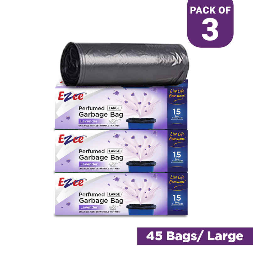 EZEE Lavender Fragrance Garbage Bag - Biofriendly | Black - Large