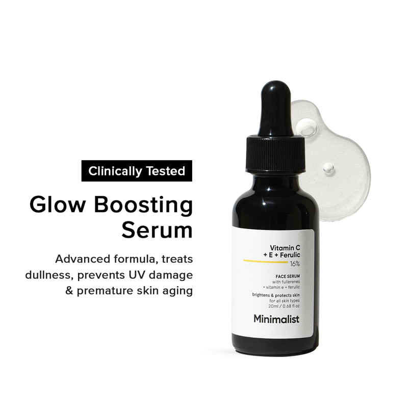 Minimalist 16% Vitamin C Brightening Face Serum Combo of Vit. C Vit. E & Ferulic Acid For Glowing Skin For Men & Women Minimalist 16% Vitamin C Brightening Face Serum Combo of Vit. C Vit. E & Ferulic Acid For Glowing Skin For Men & Women