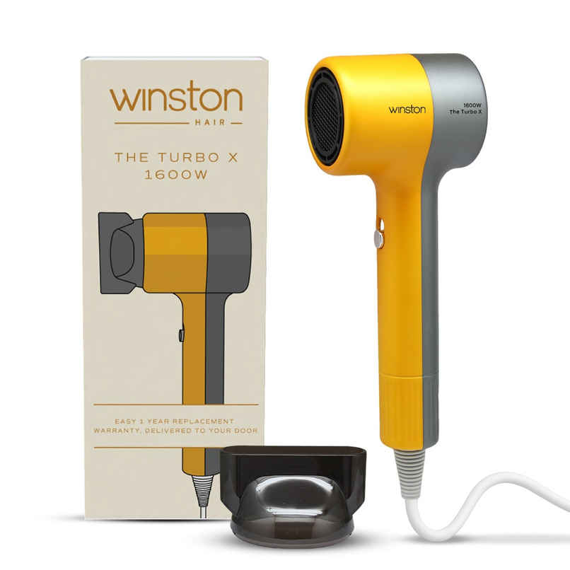 Winston Hair Dryer 1600W - Turbo X with Low Noise & Overheat Protection | Black and Yellow Winston Hair Dryer 1600W - Turbo X with Low Noise & Overheat Protection | Black and Yellow
