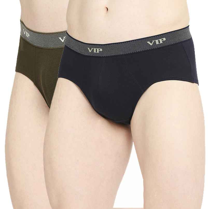 Vip Mens Briefs Fresh | Pack of 2 | 100 cm | Navy Blue | Olive Green