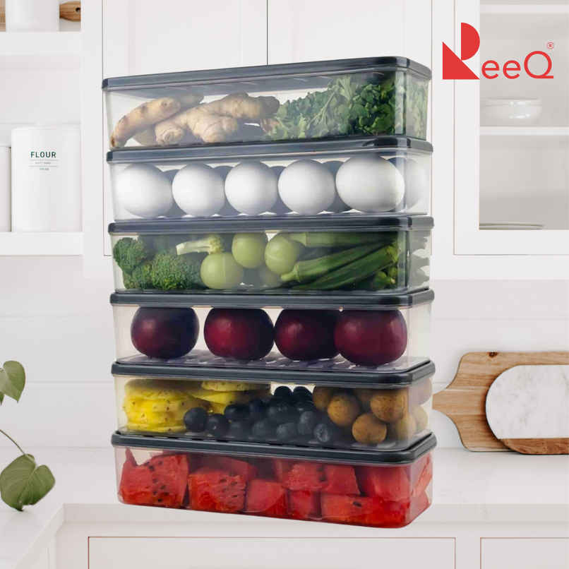 ReeQ Fridge Organizer Box Set Stackable Transparent Food Storage Containers