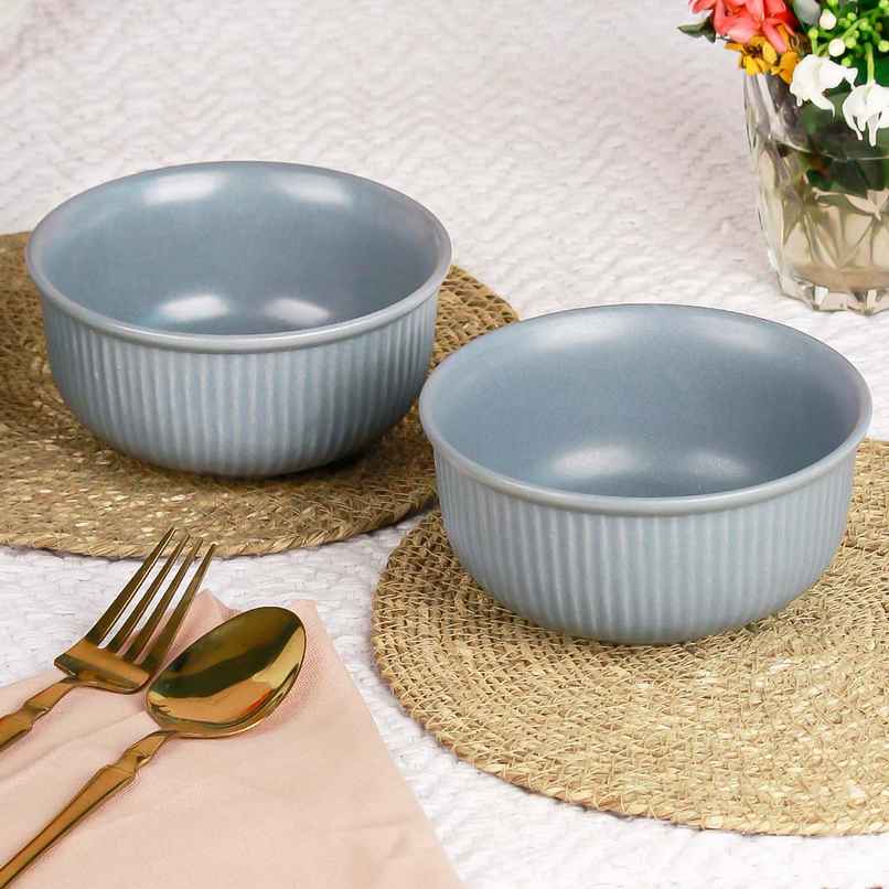 The Earth Store Grey Fringe 2Pc Ceramic Bowl Gift Set, 500 ml Each Microwave Safe, Snack Serving The Earth Store Grey Fringe 2Pc Ceramic Bowl Gift Set, 500 ml Each Microwave Safe, Snack Serving