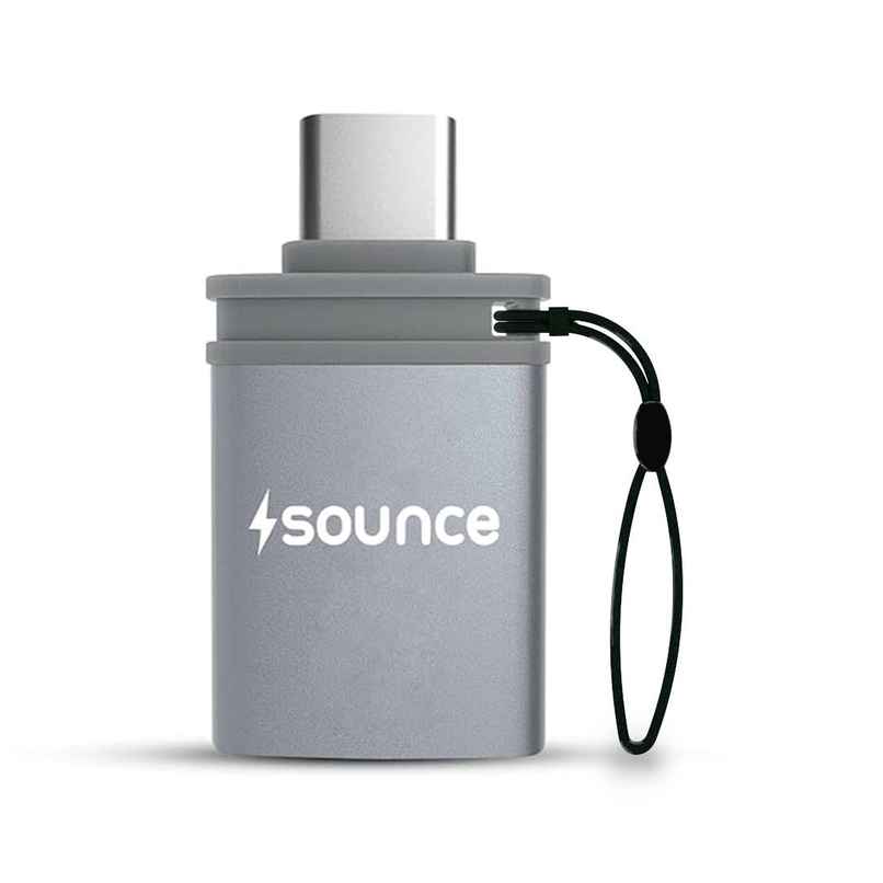 Sounce USB Type C Female to USB Male OTG Adapter Portable High-Speed Data Transfer, Compatible and Works with Laptops, Tablets, Smartphone, Chargers and More Devices with Standard USB A Interface - Grey