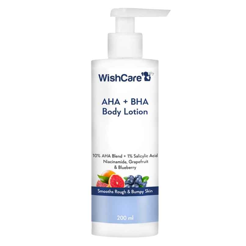 Wishcare 10% AHA + 1% BHA Body Lotion Smooths Rough & Bumpy Skin With Grapefruit & Blueberry