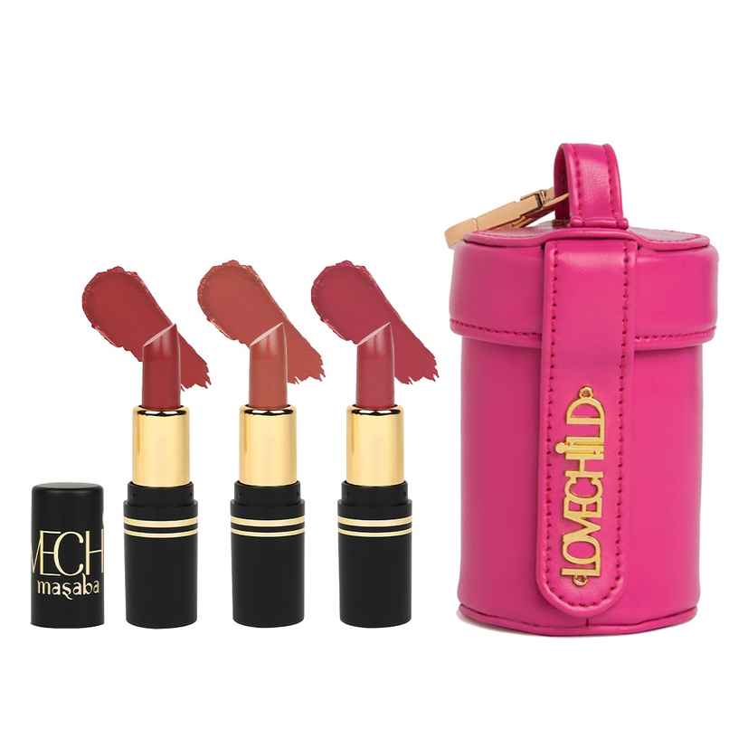 LoveChild Masaba Long Stay Ultra Matte Lipstick Kit | Nimbu Pani 2.0 + Soul Curry + Moody Modak