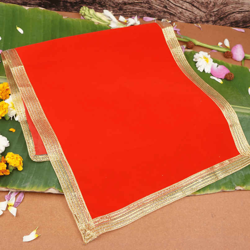 Red Velvet Puja Aasan | 71 x 35 cm | ServDharm