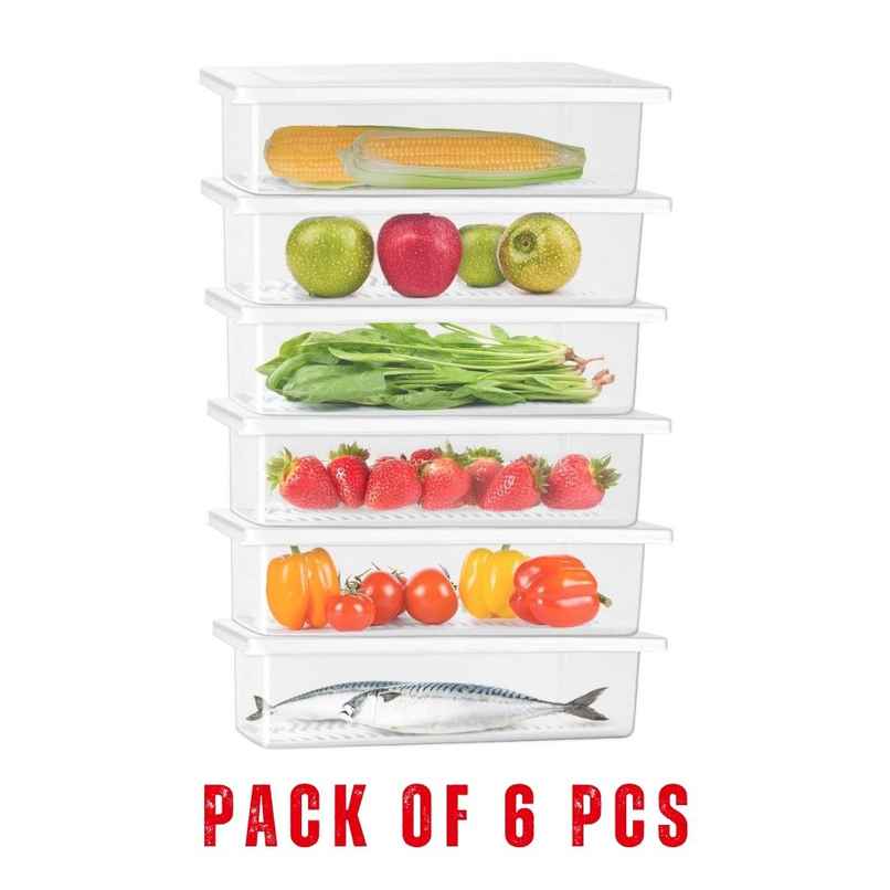 ReeQ Fridge Storage Container Set | Transparent Plastic Containers with Lids | BPA Free | Stackable - 1.5 L