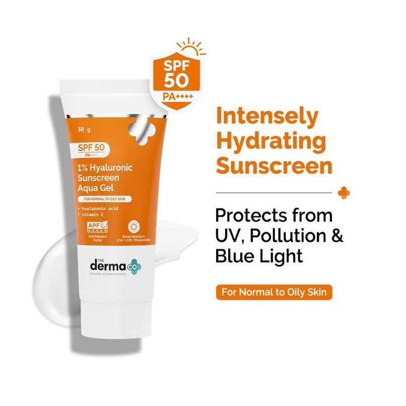 The Derma Co 1% Hyaluronic Sunscreen Spf 50 Pa+++ Aqua Gel For Normal To Oily Skin