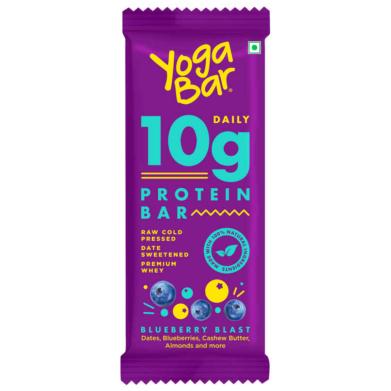 Yogabar 10 grams Protein Bars, Blueberry Blast, Protein Blend & Premium Whey