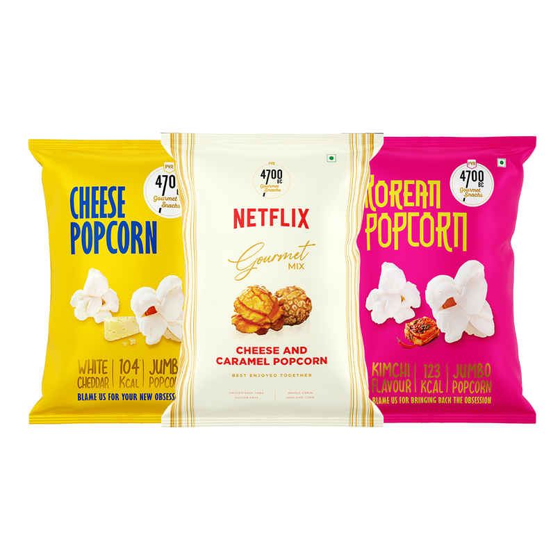 4700BC Cheese, Korean and Netflix Cheese & Caramel Popcorn Combo