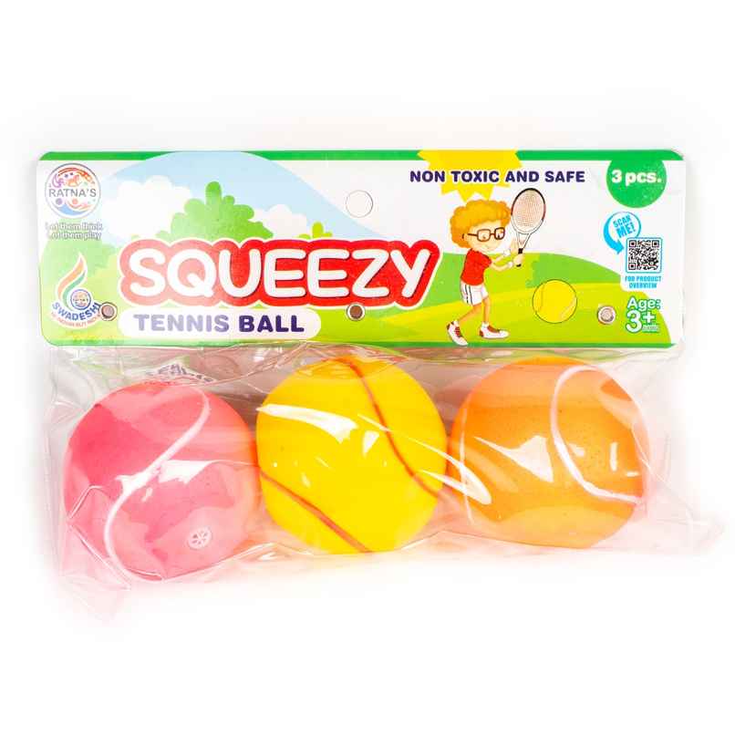 Ratna's Squeezy Tennis Ball 3 Pcs | Assorted