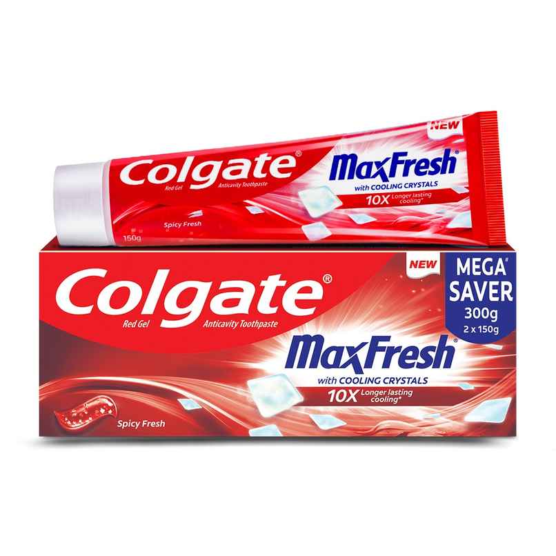 Colgate MaxFresh Toothpaste, Red Gel Paste with Menthol for Super Fresh Breath (Spicy Fresh)