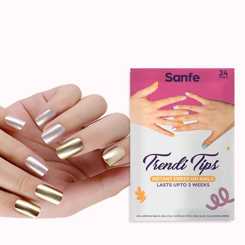 Sanfe Instant Stick On Nails - Golden Chrome Sanfe Instant Stick On Nails - Golden Chrome