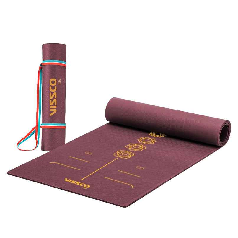 Vissco Seven Chakras Alignment Yoga Mat Wine 72" x 24" Thickness 6mm Vissco Seven Chakras Alignment Yoga Mat Wine 72" x 24" Thickness 6mm