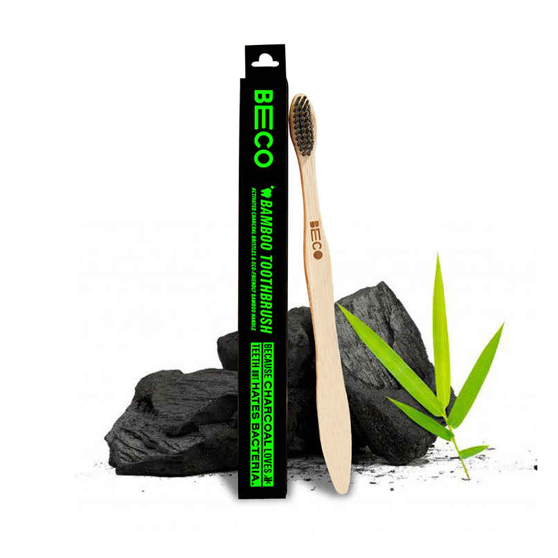 Beco Bamboo Toothbrush with Charcoal Activated Soft Bristles Beco Bamboo Toothbrush with Charcoal Activated Soft Bristles