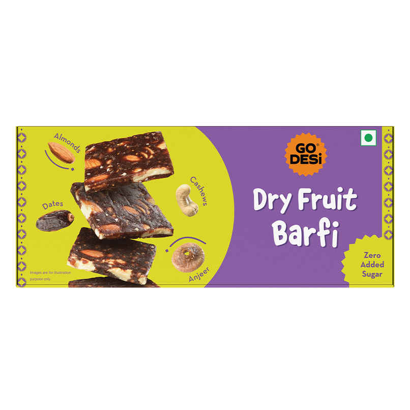 Dry Fruit Barfi, 6 Pcs | No Added Refined Sugar | Single Packs | Burfi | Sweets | By GO DESi