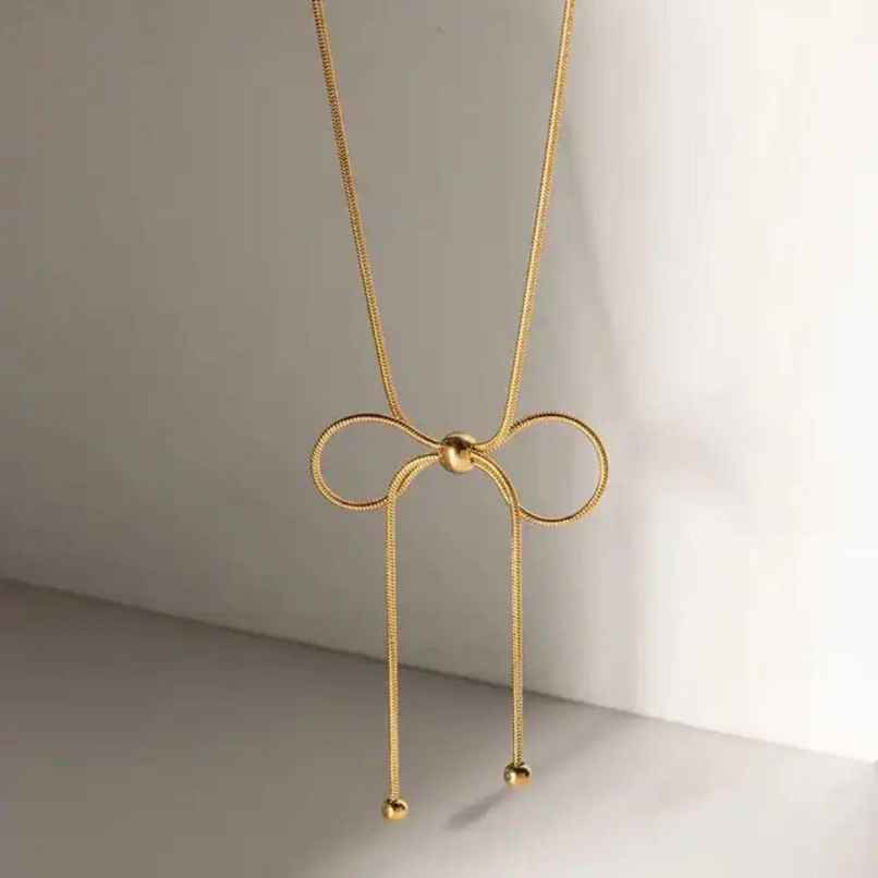Estailo Fashion At The 11th Hour bow Neckpiece | N0000334 | Gold