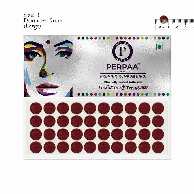 PERPAA Bindi Dark Maroon | 1 Flap | Size 3 Diameter 9mm| Round Kumkum Bindi for women