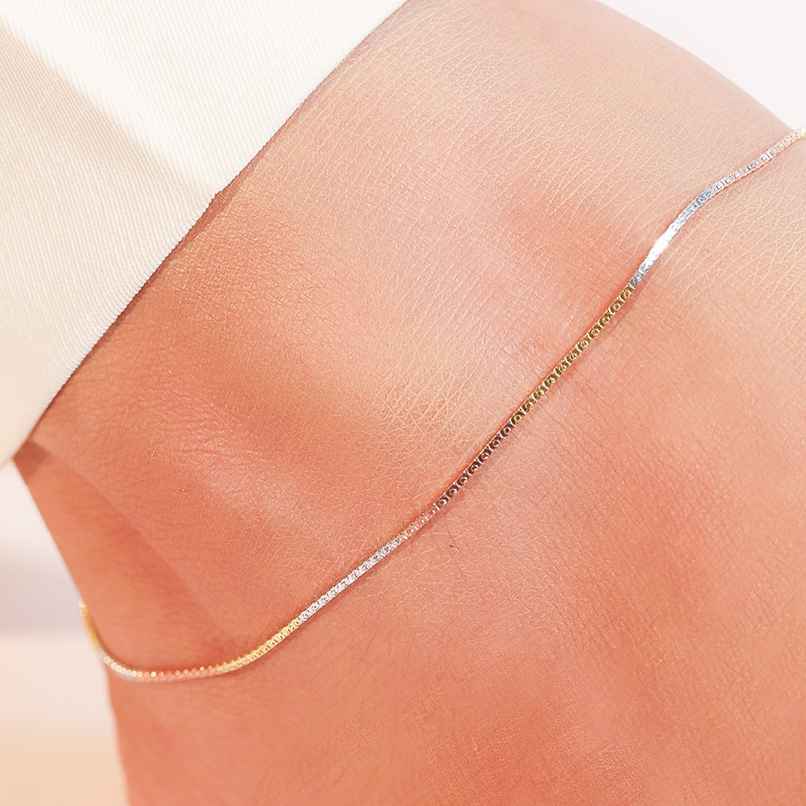 Zavya Solid Tri-Colour Plated 925 Sterling Silver Chain Anklet