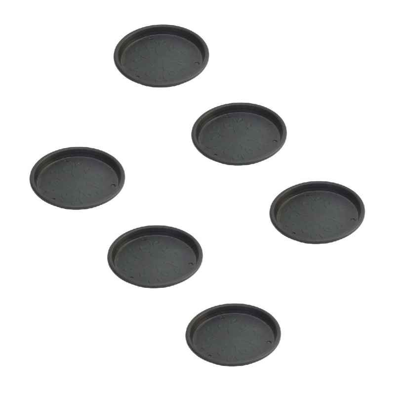 Ugaoo UV Treated Gardening Plastic Tray Plate | Saucer for Pots - 6 in | Black Color | Set of 6