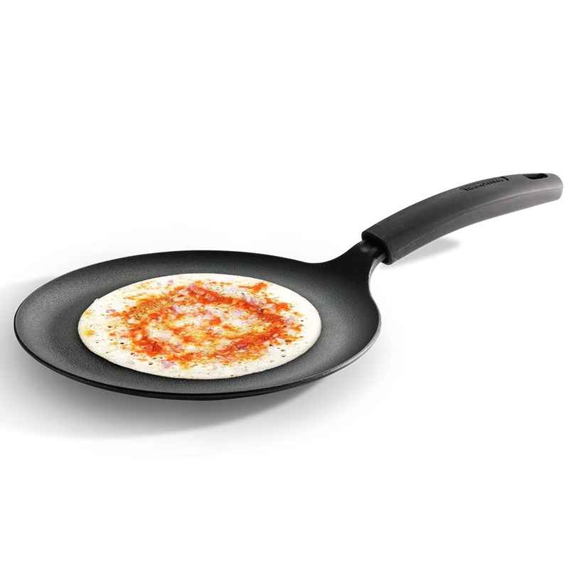 Tramontina Titanex 28 cm Pre-Seasoned Cast Iron Dosa Tawa Non-Toxic, Induction Compatible, Heat-Resistant Non-Slip Grip, Natural Stone Finish, Raised Side for Spill-Free Cooking, Long Heat Retention