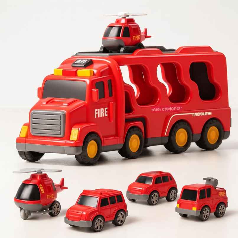 Storio 5 in 1 Fire Truck Toy Set | Rescue Vehicle Toy for Kids