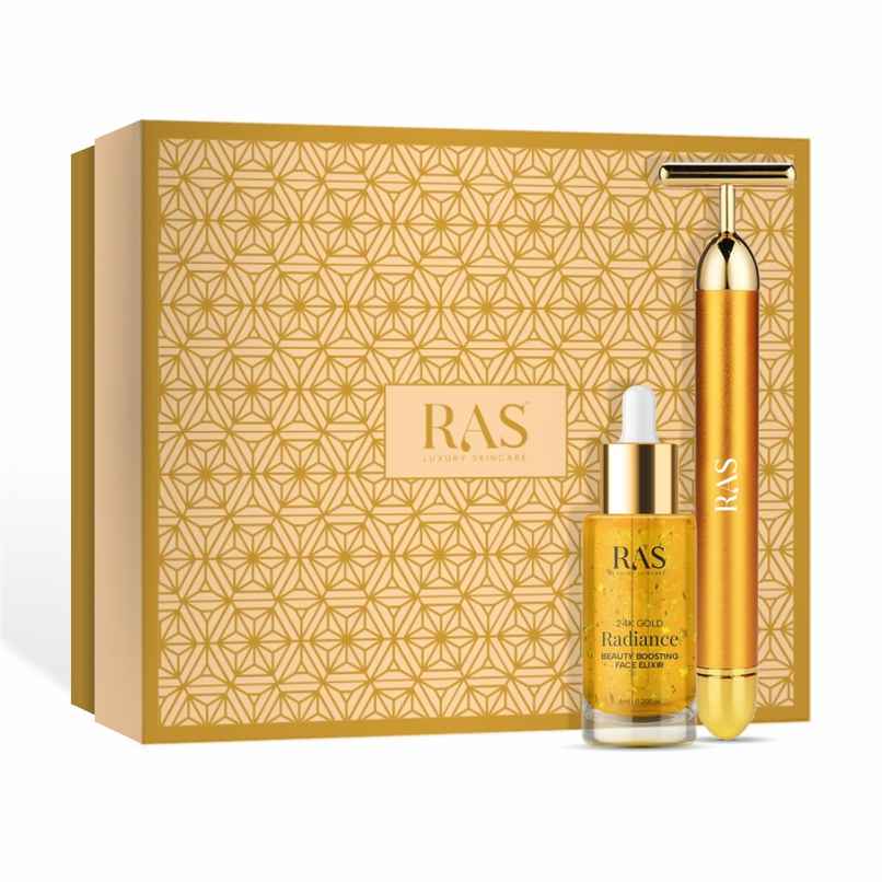 Ras Luxury Skincare 24k Gold Magic Duo - Youthful Glow with Gold Massager