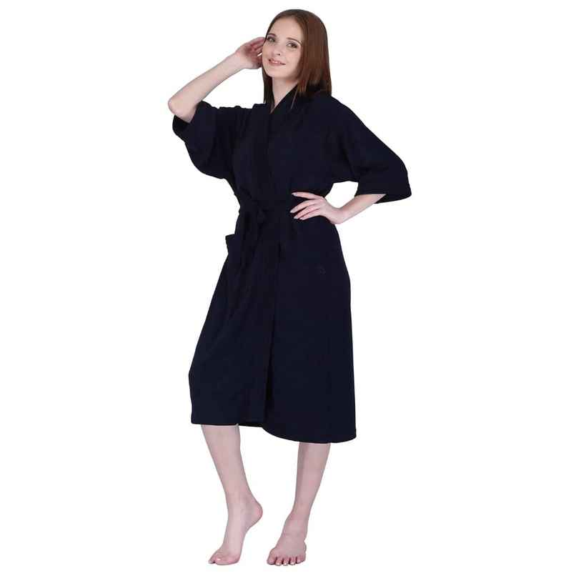 Kuber Industries Women Bathrobe | Micro Terry | Navy Blue | Free Size | Set of 1