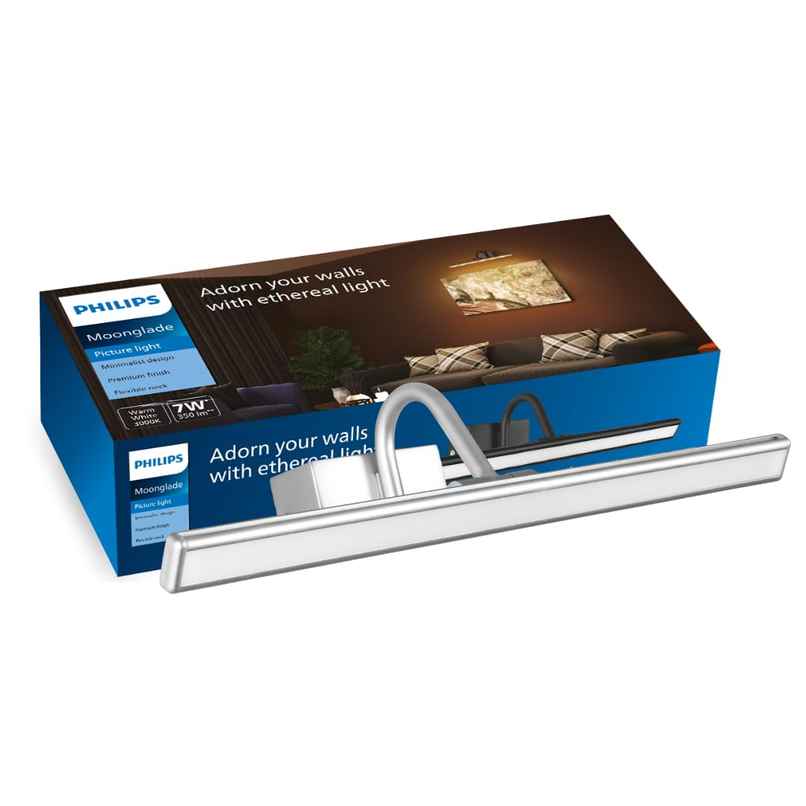 Philips 7-Watts Moonglade Silver Picture Light | Picture Light For Display | Warm White