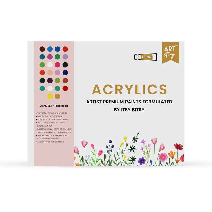 Itsy Bitsy Artists Acrylic Colour Set 26 Colors x 15 ml Each