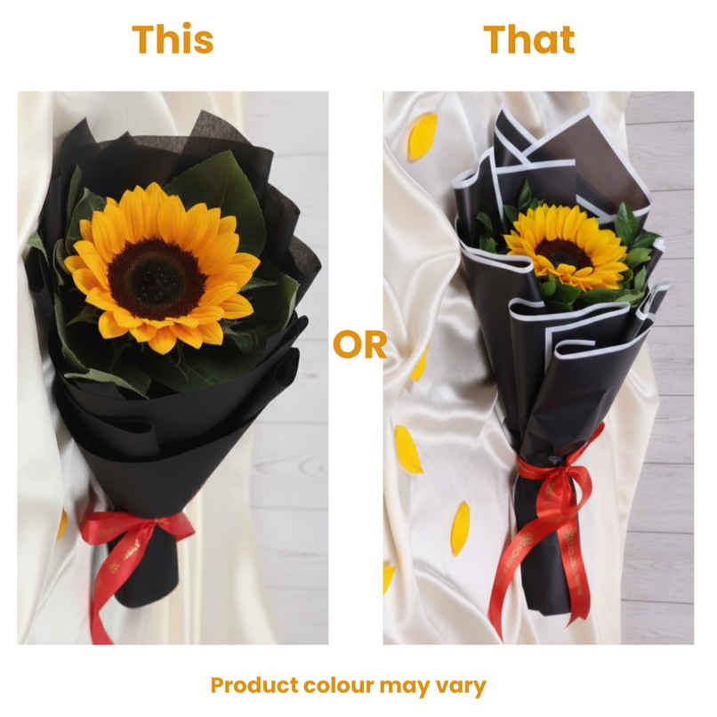 FlowerAura Classic Black Single Sunflower Bouquet