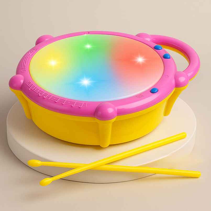 Storio Flash Drum Toy | Light & Music Drum Set with 2 Mallets