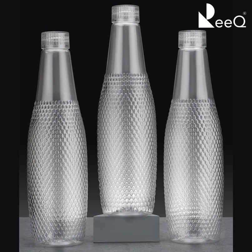 ReeQ Water Bottle Set for Fridge Use | Non-Toxic, BPA Free | Textured Grip - 1 L Each