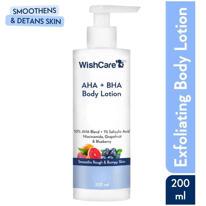 Wishcare 10% AHA + 1% BHA Body Lotion Smooths Rough & Bumpy Skin With Grapefruit & Blueberry